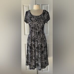 Kim Rogers Petite XL Black & White Dot Print Fit & Flare Dress
